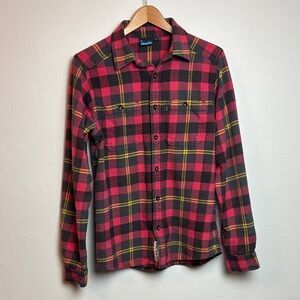 Kavu Big Joe Flannel Men’s Long Sleeve Shirt Red Black Yellow Plaid Medium